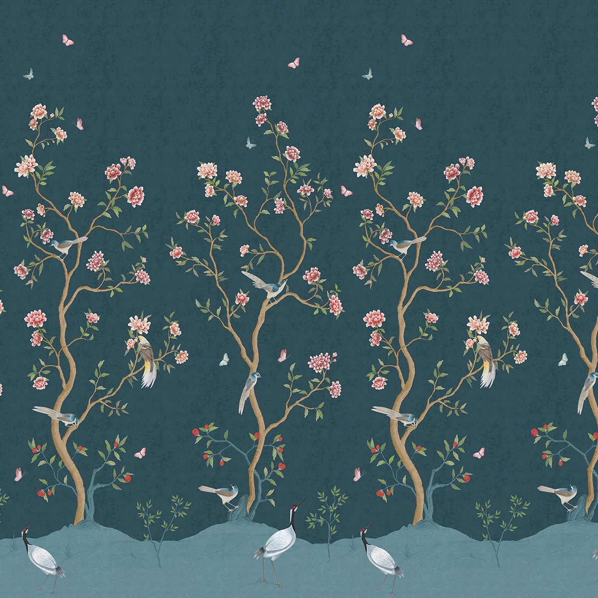 Mural floral Chinoiserie Hana Azul-1