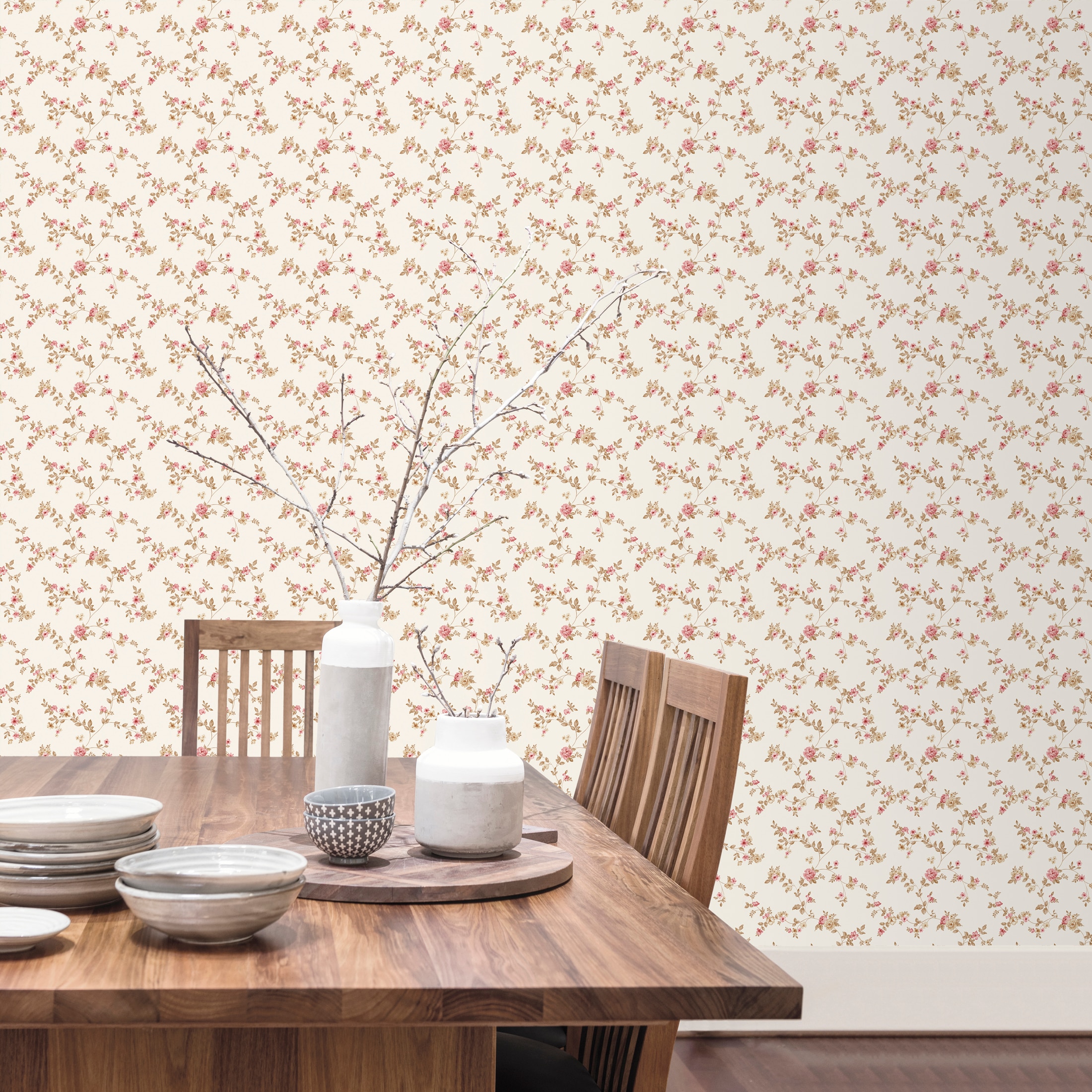 Papel Pintado Delicate Floral Small Prints Bordeaux-2