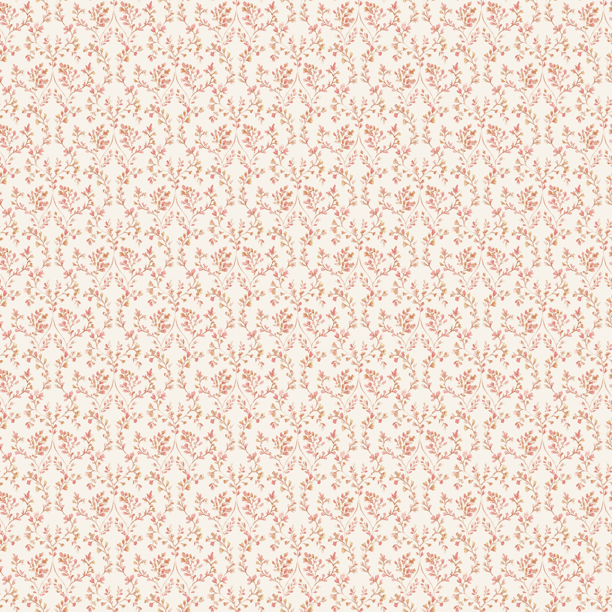 Papel pintado Ogee floral Small Prints Ich - Burdeos 0,53 x 10 m Burdeos-1
