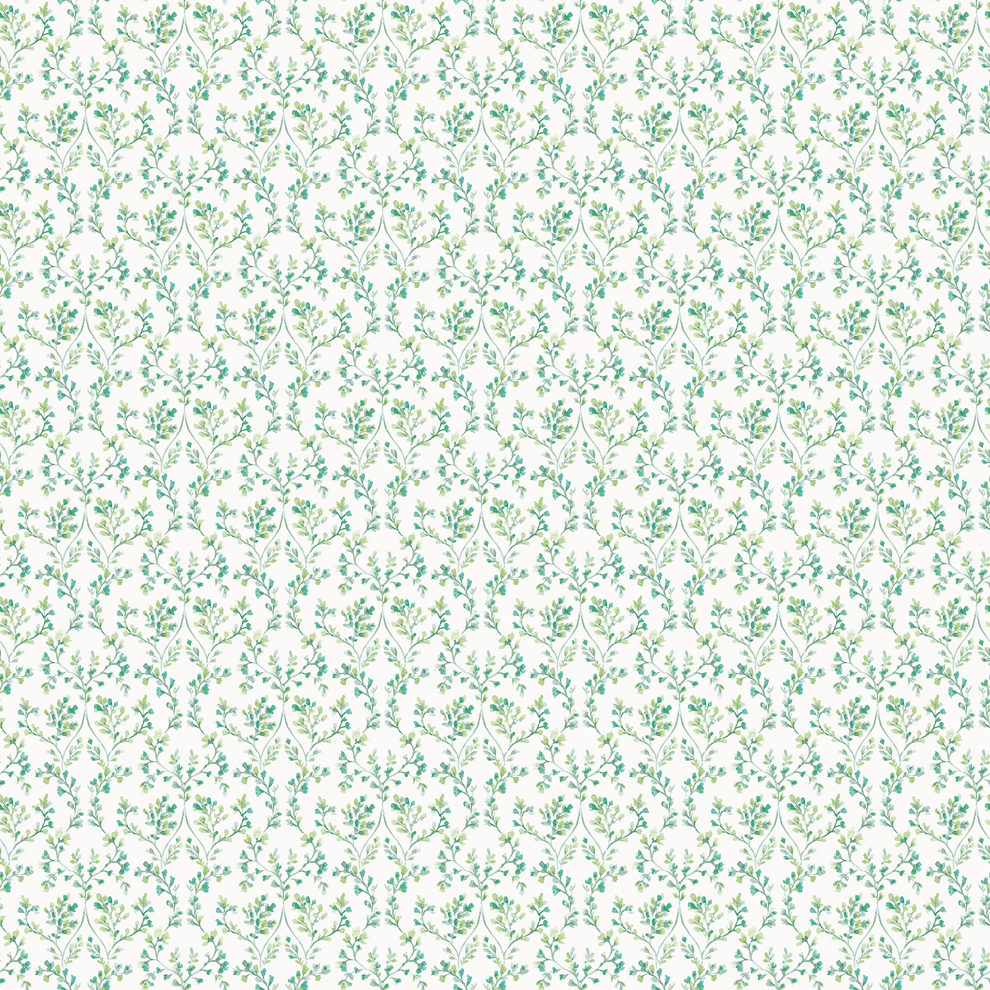 Papel pintado Ogee floral Small Prints Ich - Esmeralda 0,53 x 10 m Esmeralda-1