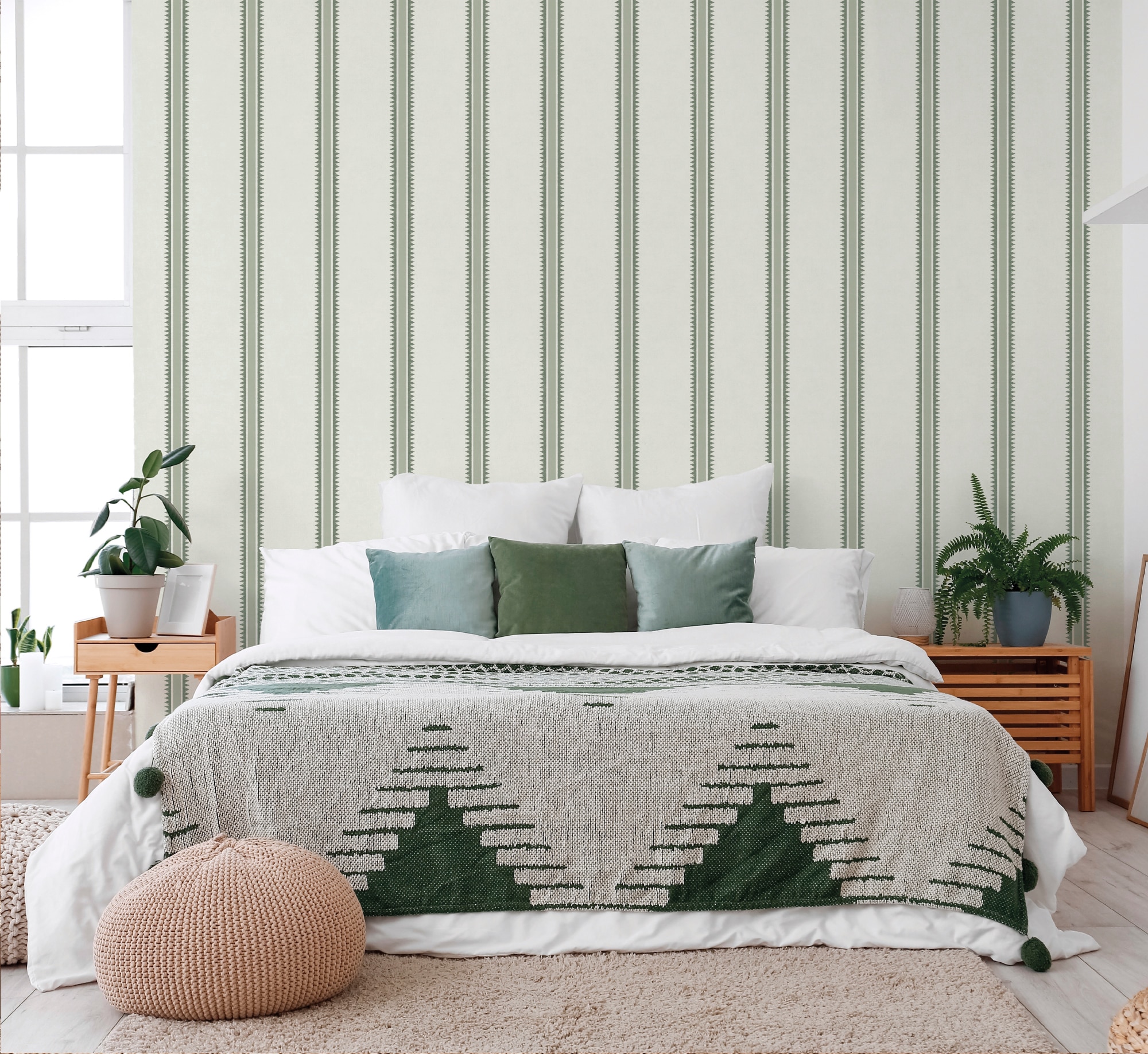 Papel de Parede Indienne Stripe da Coleção Goya Verde-2