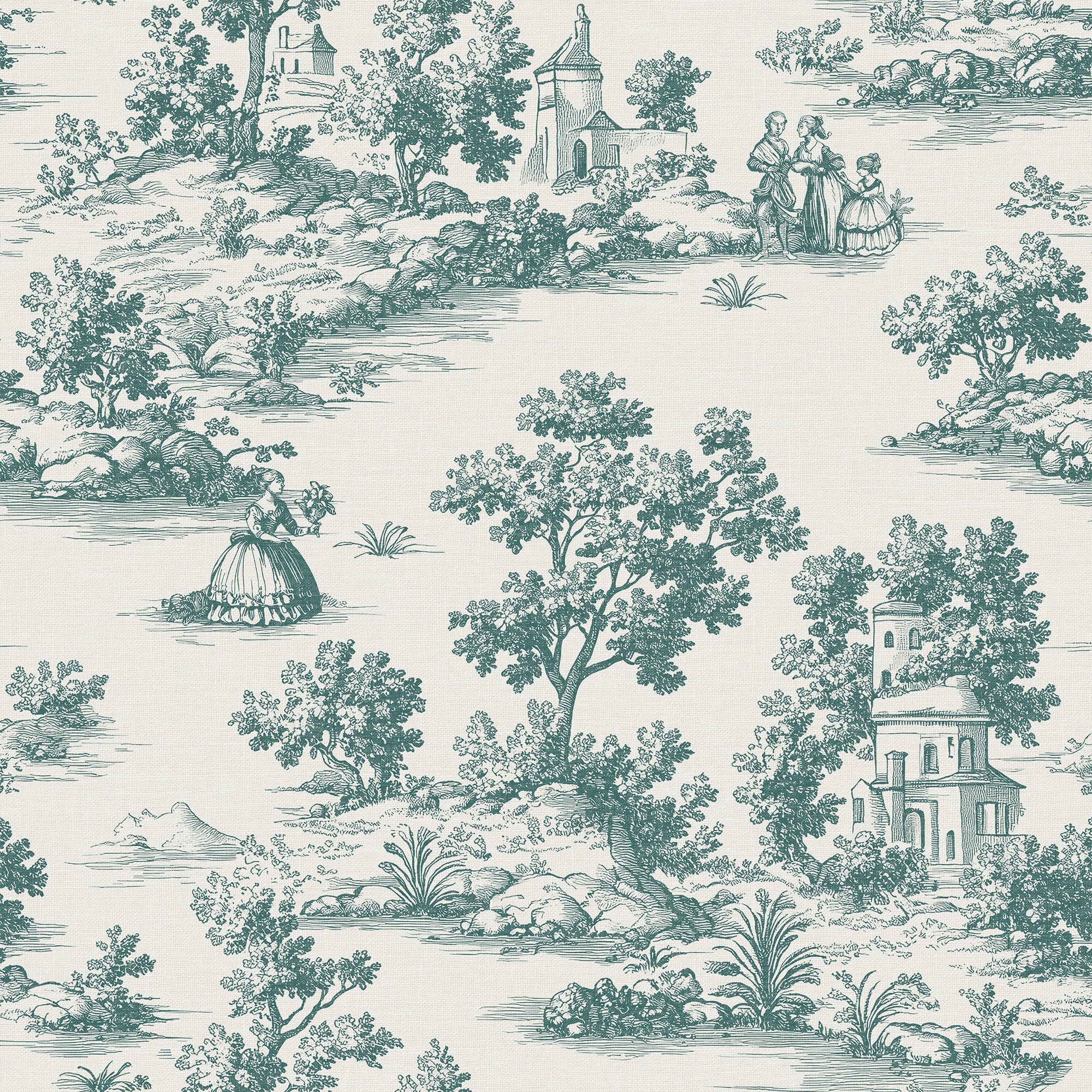 Imagen 1 de Papel pintado Toile de Jouy de la colección Goya ICH - Verde Verde
