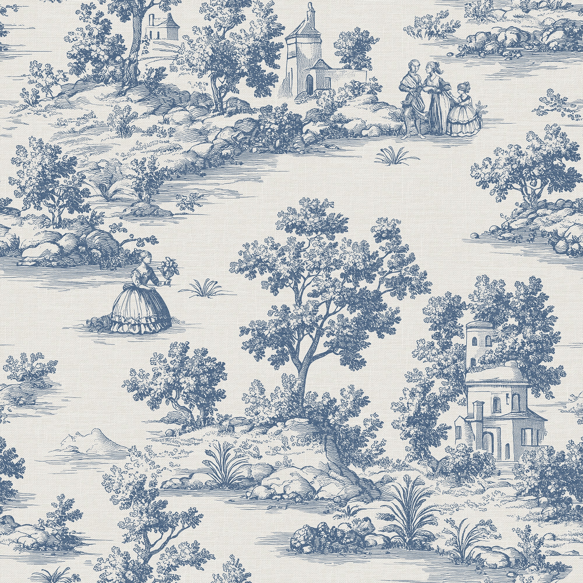 Imagen 1 de Papel pintado Toile de Jouy de la colección Goya ICH - Azul Azul