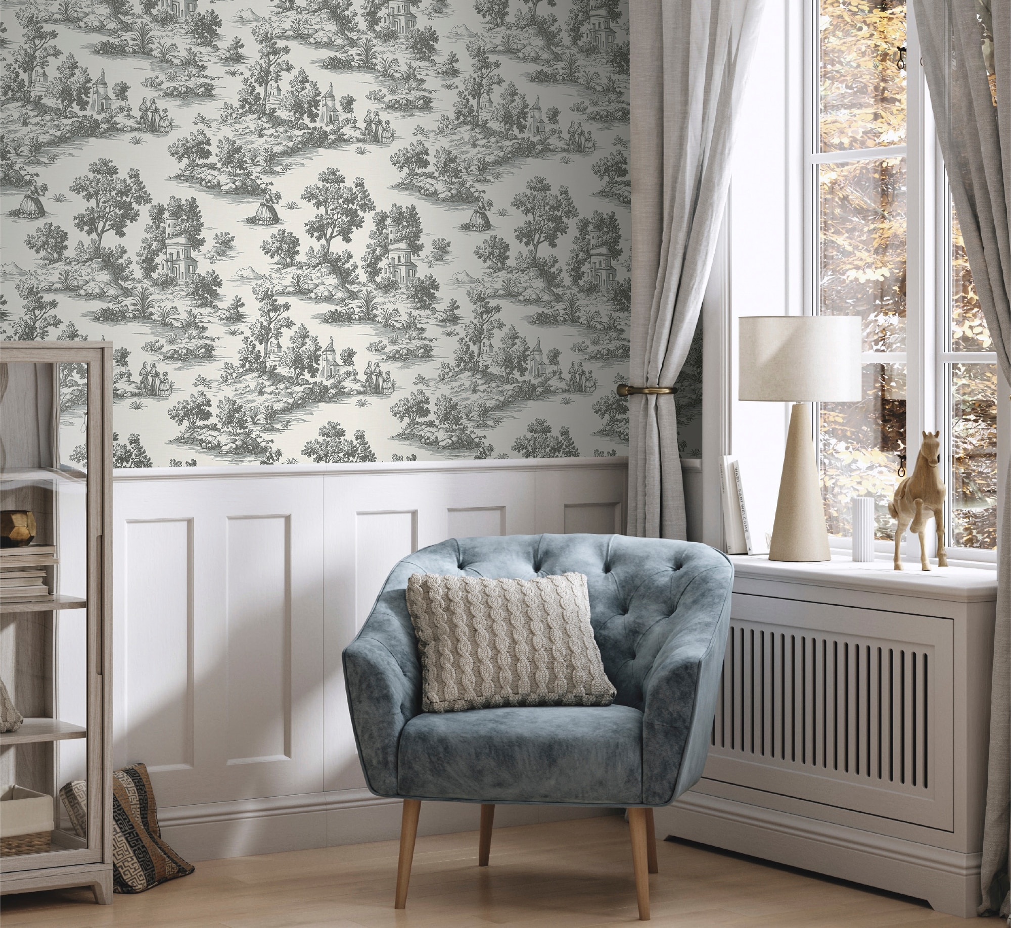 Papel de Parede Toile de Jouy da Coleção Goya ICH Preto-2