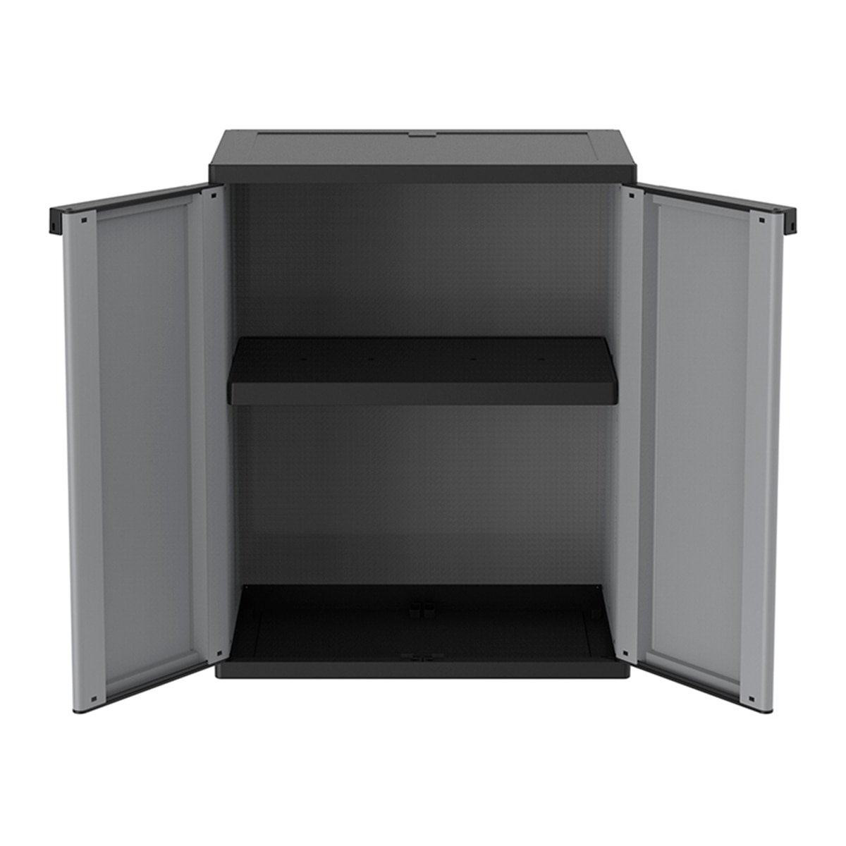 Armario resina J-Line Bajo 2 puertas y 1 balda Gris / Negro-2