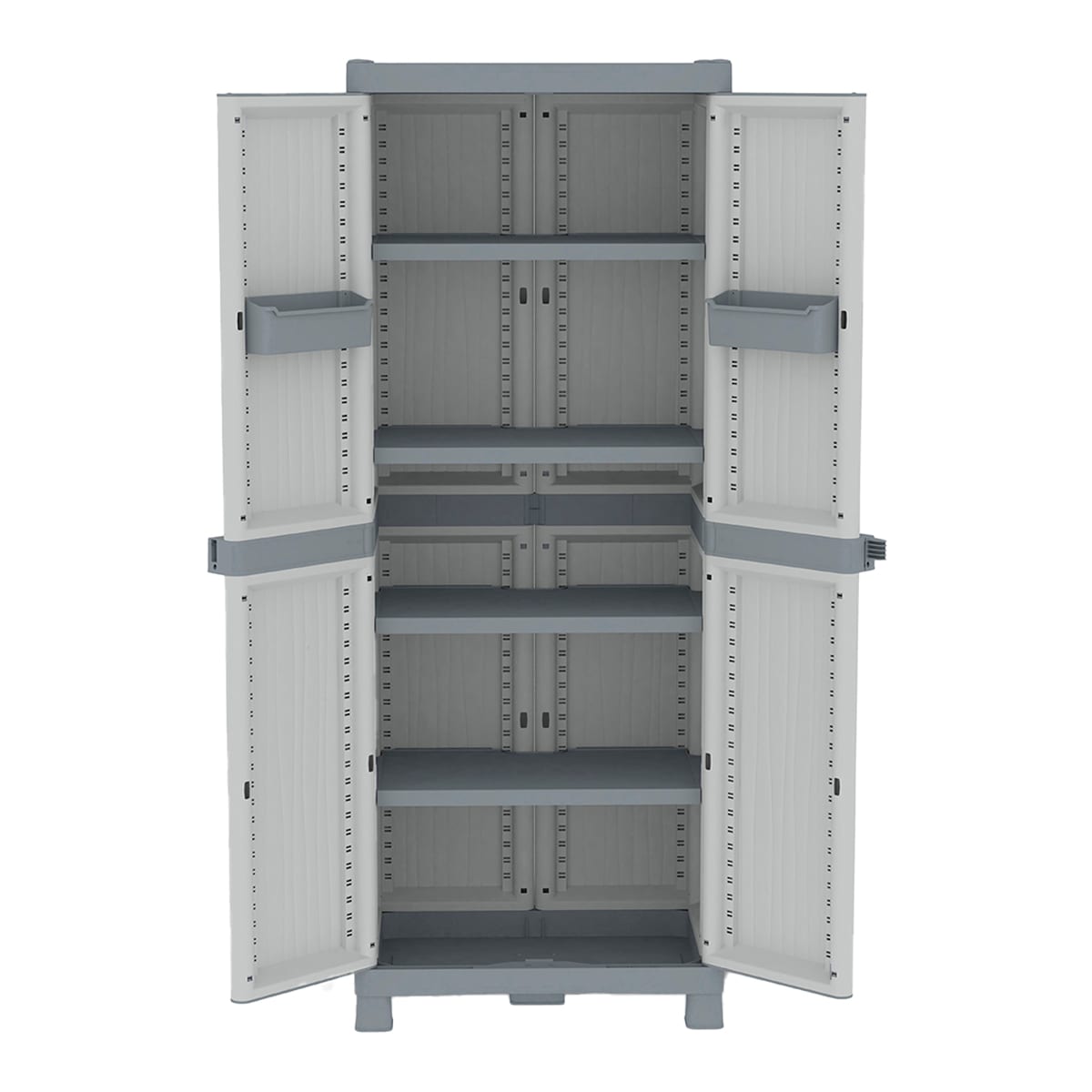 Armário de Resina Wave 2 Portas e 4 Prateleiras Cinzento-3