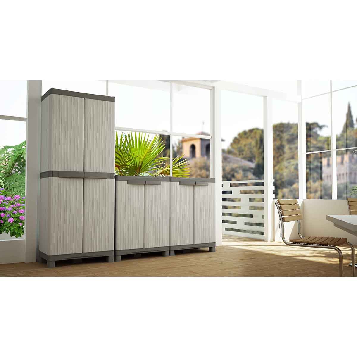 Armário de Resina Wave 2 Portas e 4 Prateleiras Cinzento-10