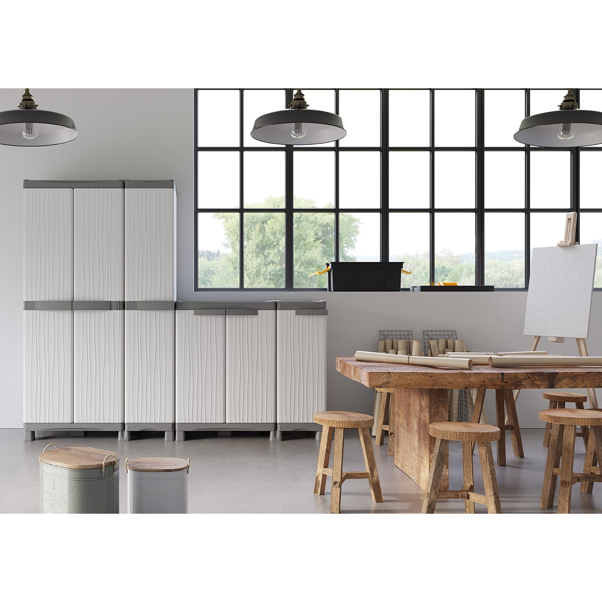 Armário de Resina Wave 2 Portas e 4 Prateleiras Cinzento-11