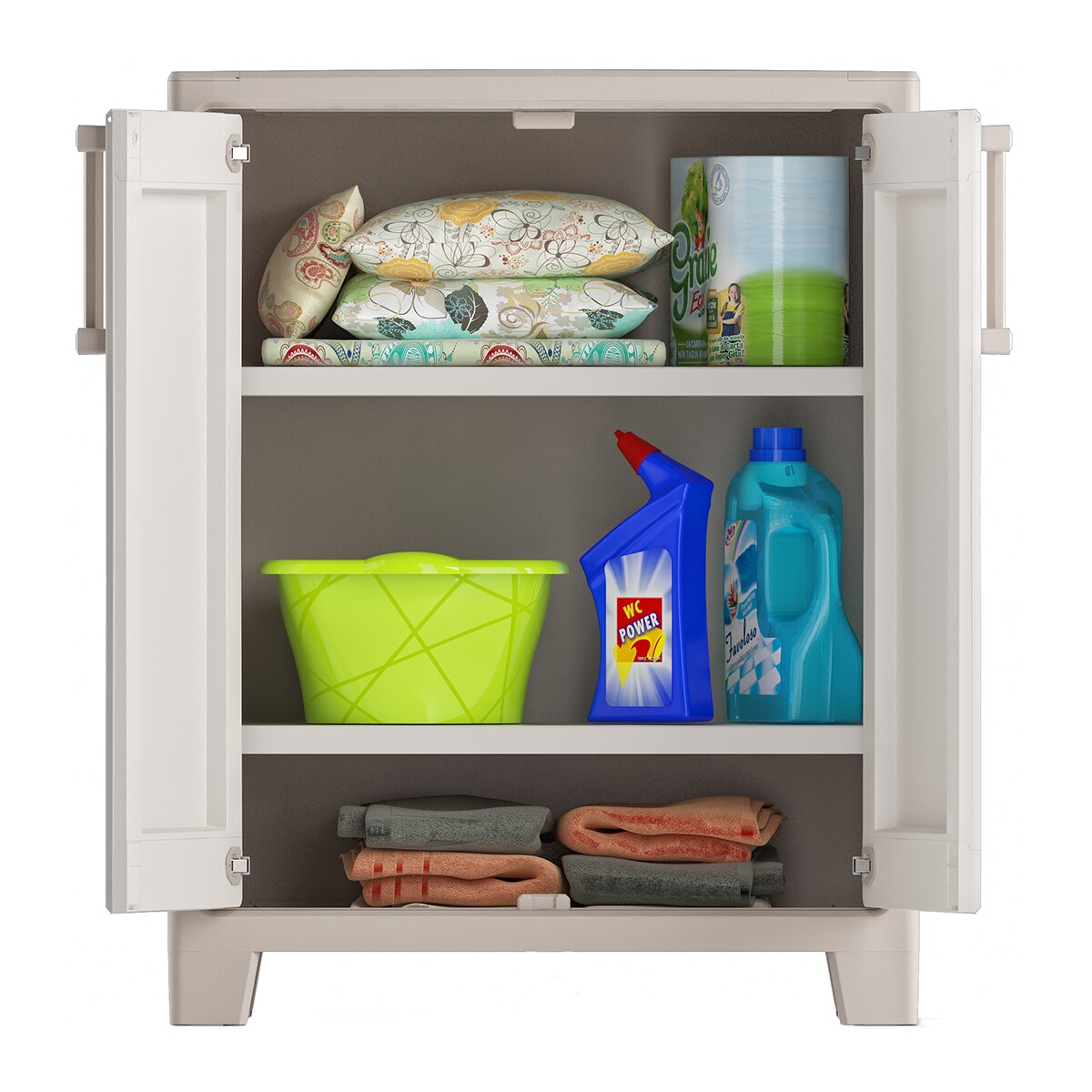 Armário de Resina Baixo Gulliver 2 Portas 80x100x44 cm Areia-3