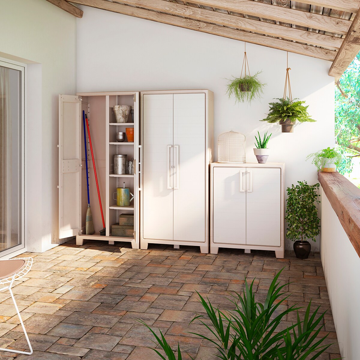 Armário de Resina Baixo Gulliver 2 Portas 80x100x44 cm Areia-7