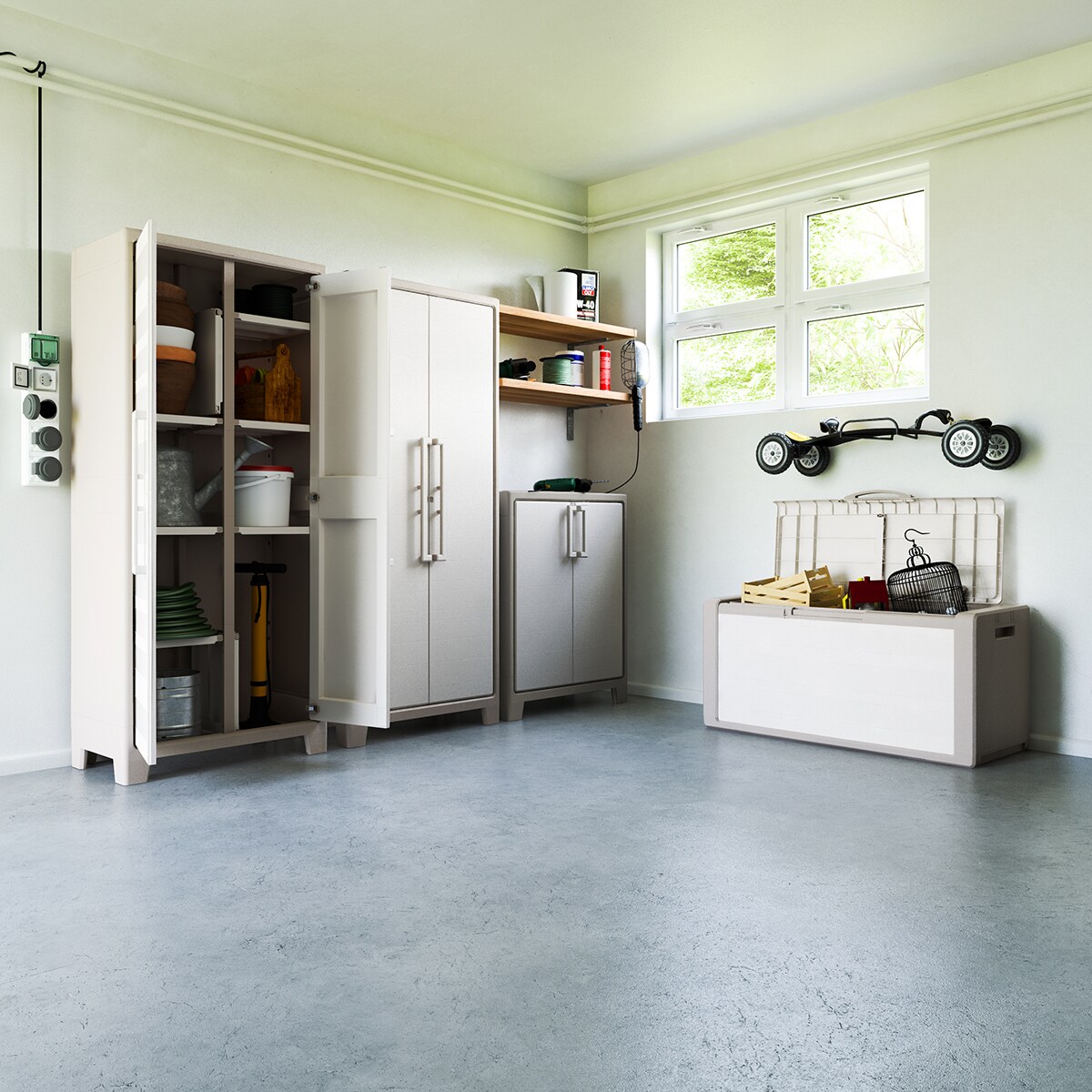 Armário de Resina Baixo Gulliver 2 Portas 80x100x44 cm Areia-8