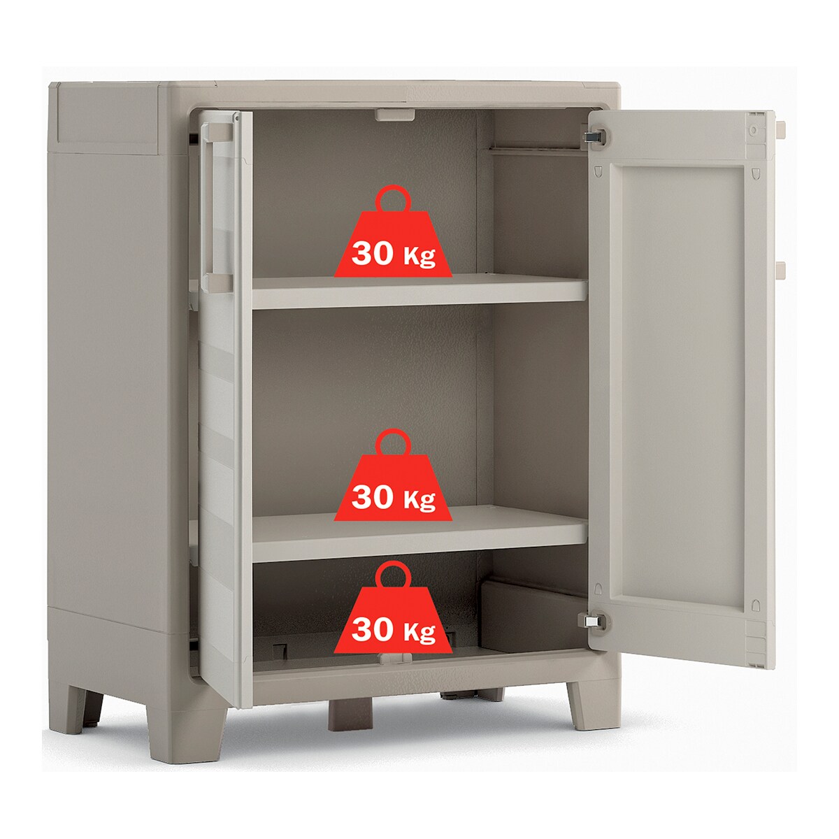 Armário de Resina Baixo Gulliver 2 Portas 80x100x44 cm Areia-9