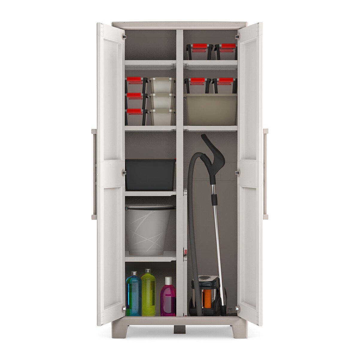 Armário de Resina Vassoureiro Gulliver Multispace 2 Portas 80x44x182 cm Areia-5