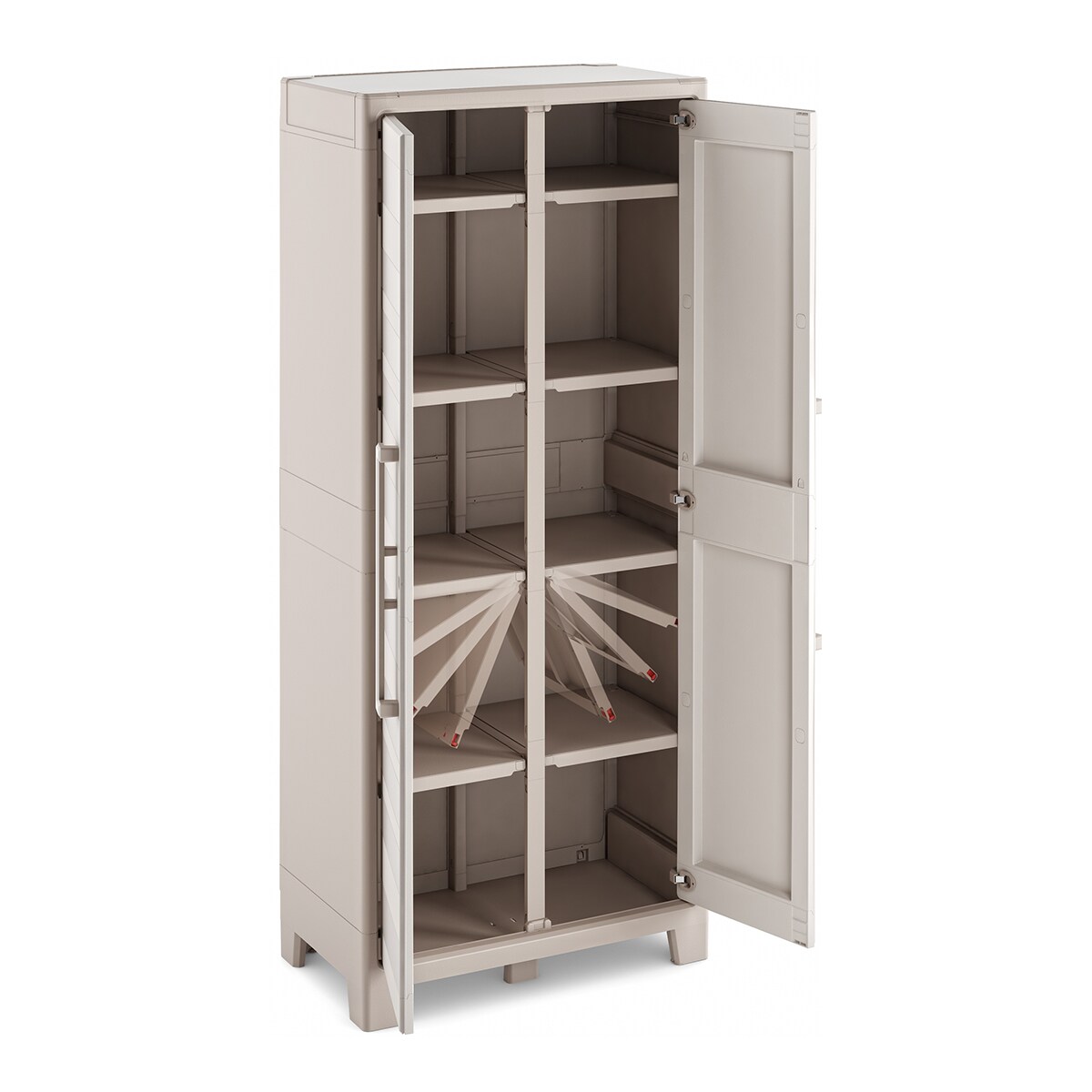 Armário de Resina Vassoureiro Gulliver Multispace 2 Portas 80x44x182 cm Areia-9