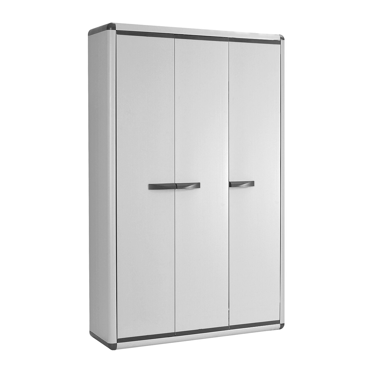Armario Alto PVC 3 Puertas y 4 Baldas + Escobero Easypro Gris-1