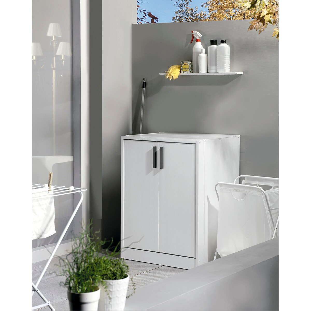 Armário PVC 2 Portas para Máquina de Lavar Branco-2