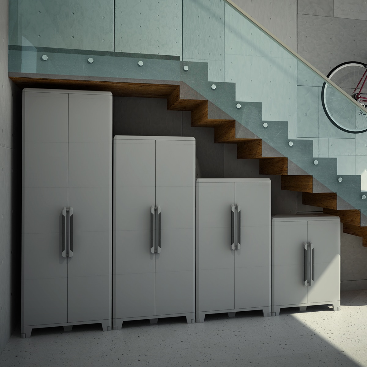 Armário de Resina Modular Transforming 3 Módulos Cinzento-12