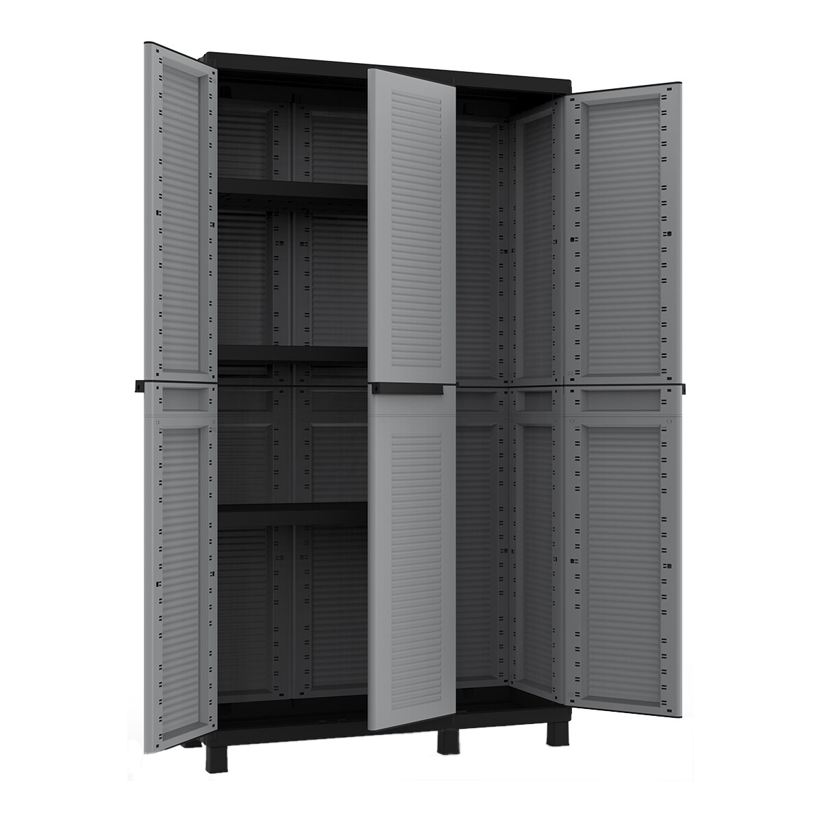 Armario resina B-Plus Alto 3 puertas y 3 baldas Gris / Negro-2