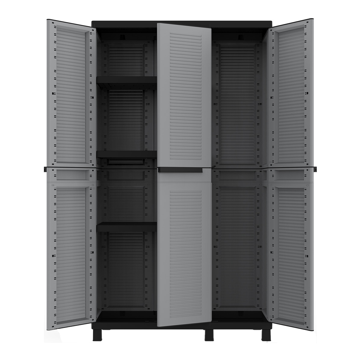 Armario resina B-Plus Alto 3 puertas y 3 baldas Gris / Negro-3