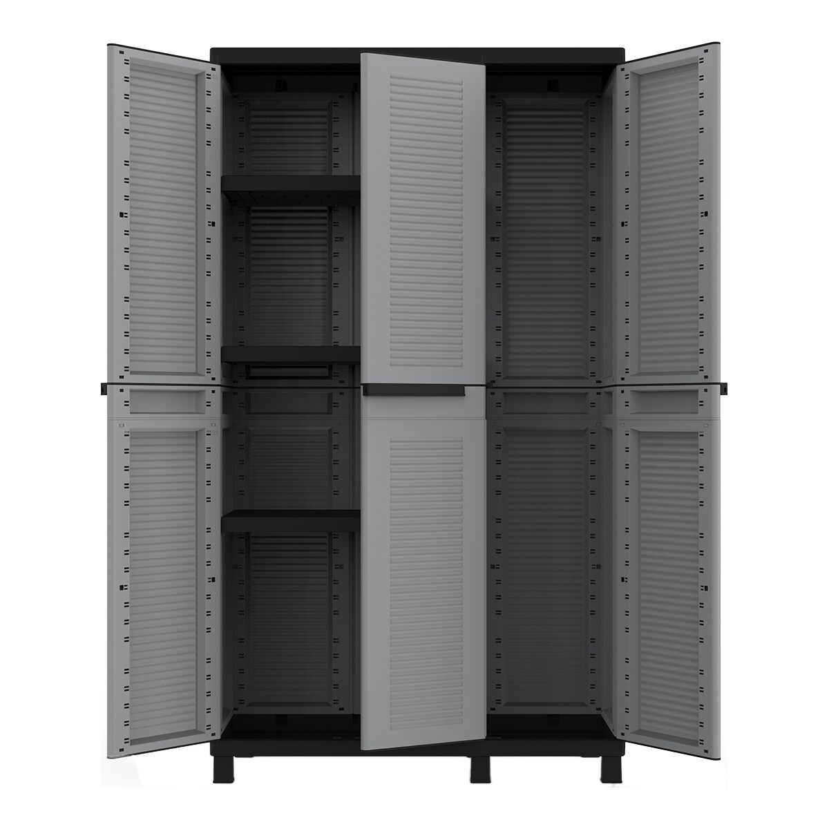 Armario resina B-Plus Alto 3 puertas y 3 baldas Gris / Negro-3