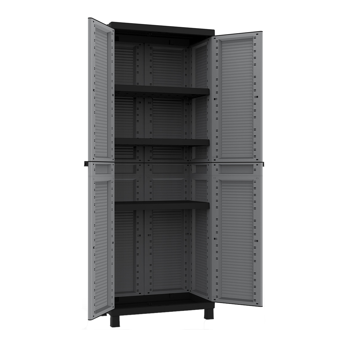 Armario resina B-Plus Alto 2 puertas y 2 baldas Gris / Negro-2