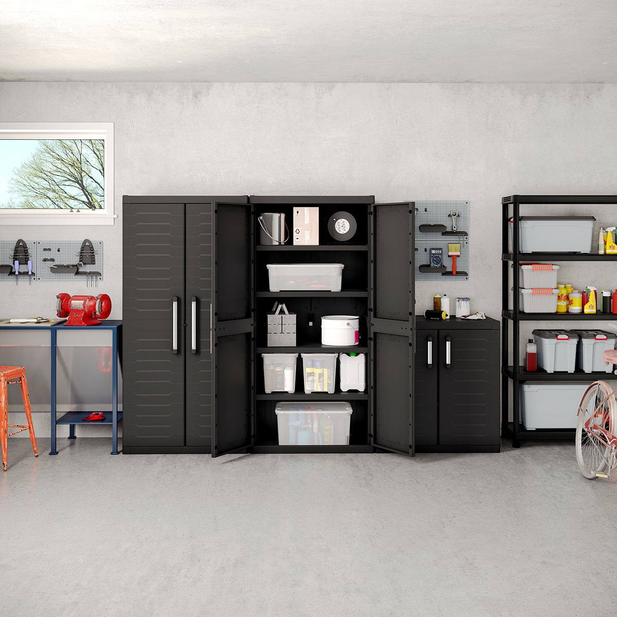 Armario resina bajo Detroit 2 puertas 89x54x93 cm Negro-3