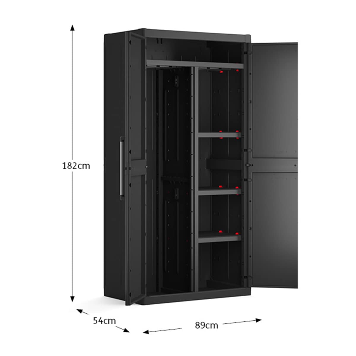 Armário de Resina Alto com Vassoureiro Detroit 2 Portas. Preto-6