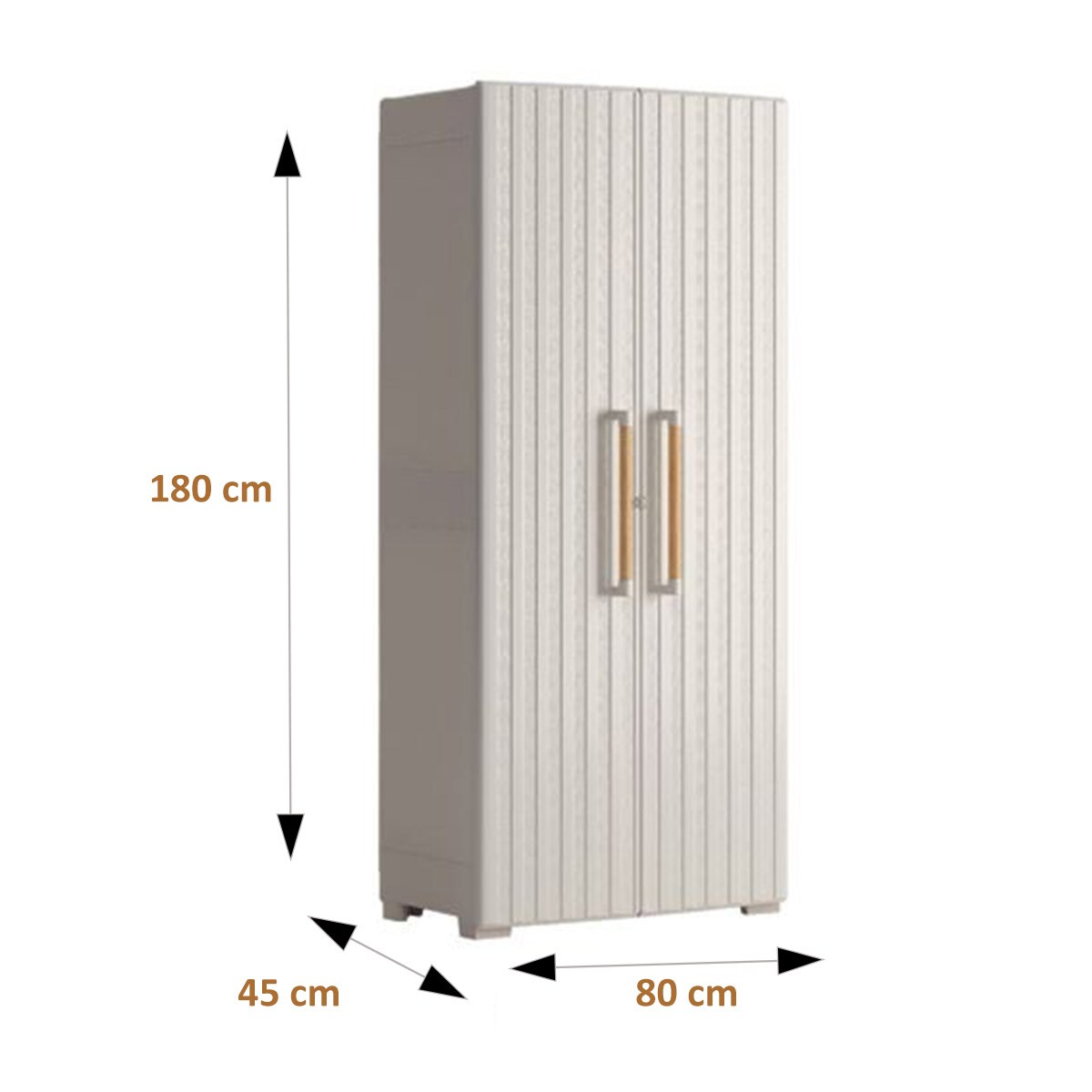 Armário de Resina Alto Groove 2 Portas 80x45x180 cm Areia-5