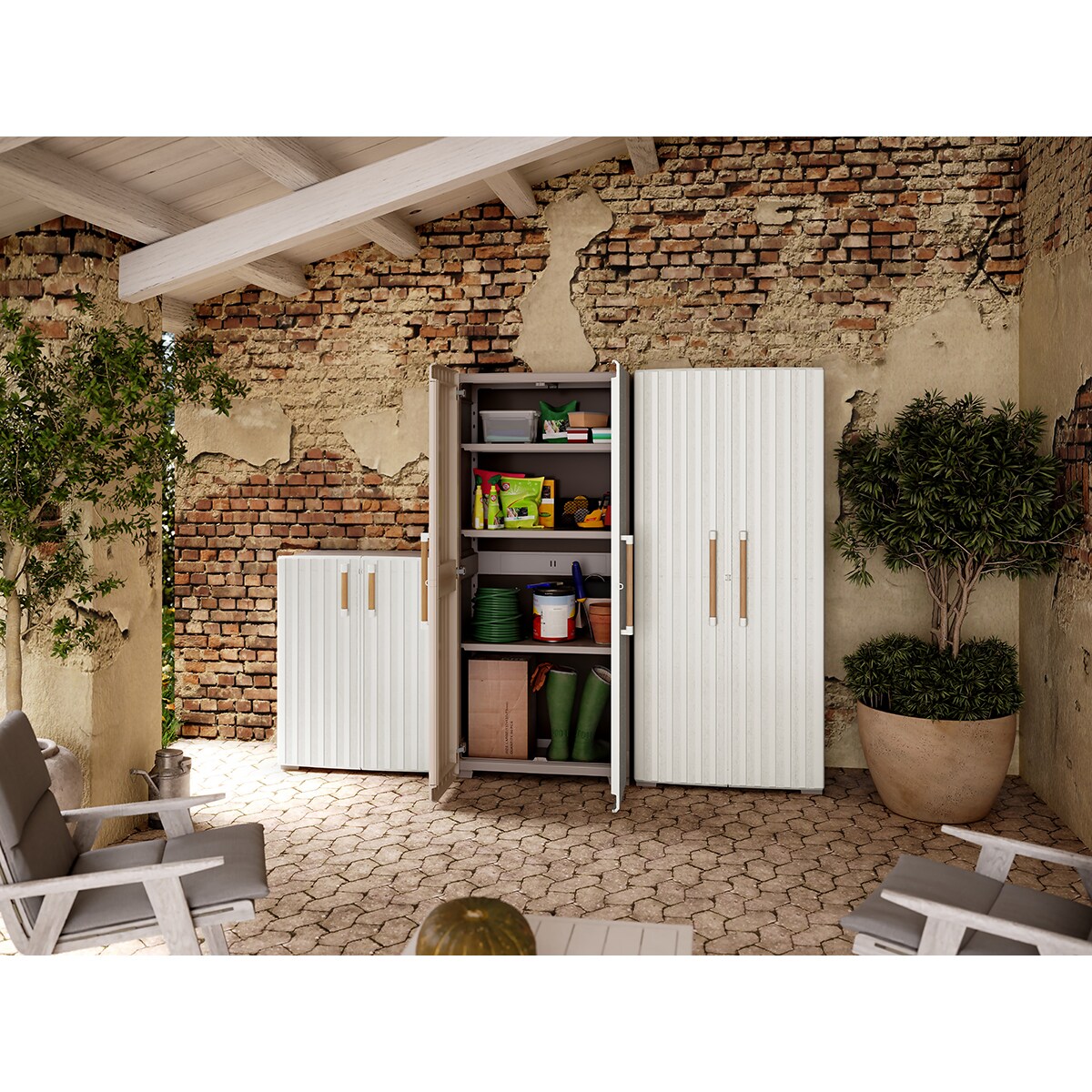 Armario Resina Bajo Groove 80x45x98 cm Arena-3