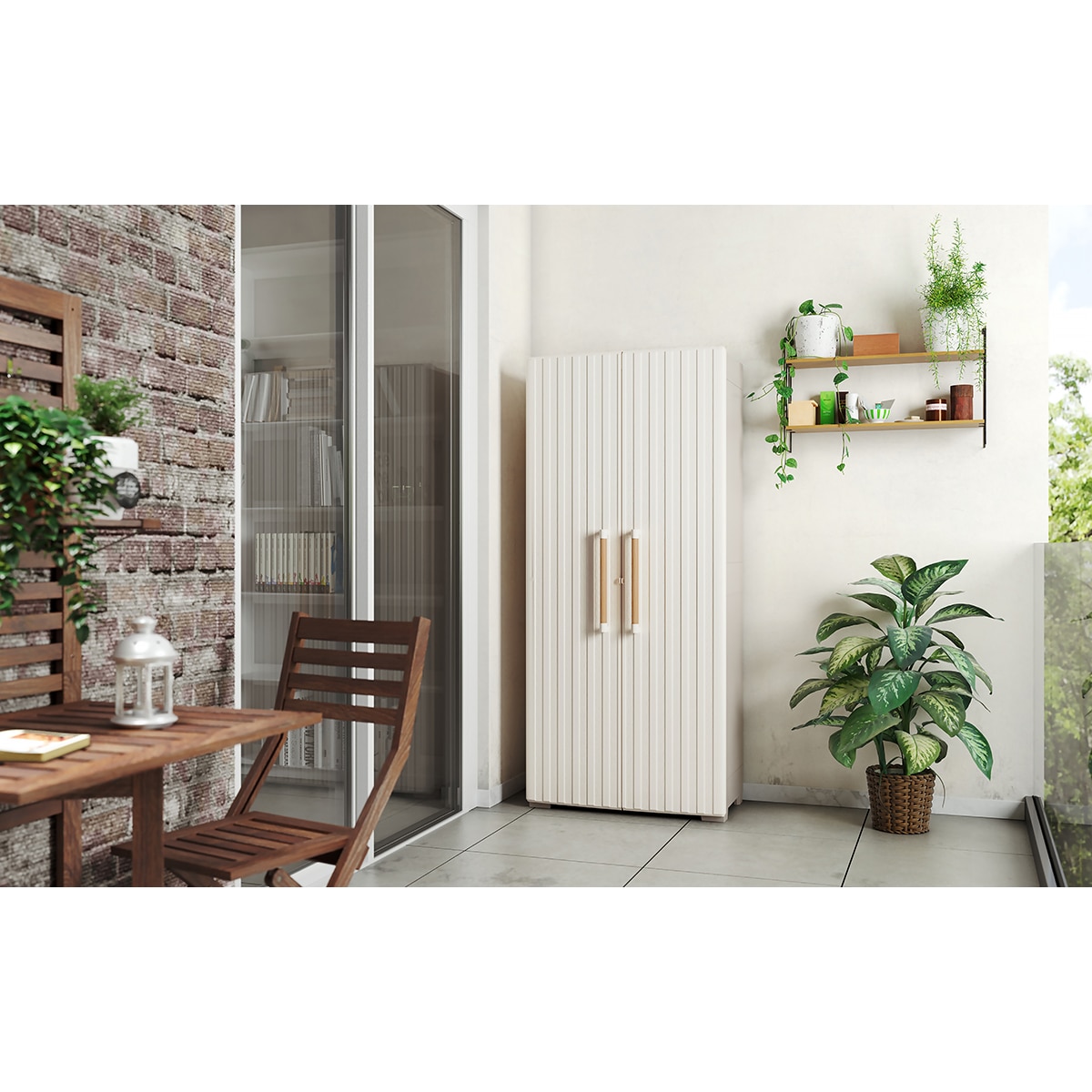 Armario Resina Alto Escobero Groove  180x80x45 cm Arena-4