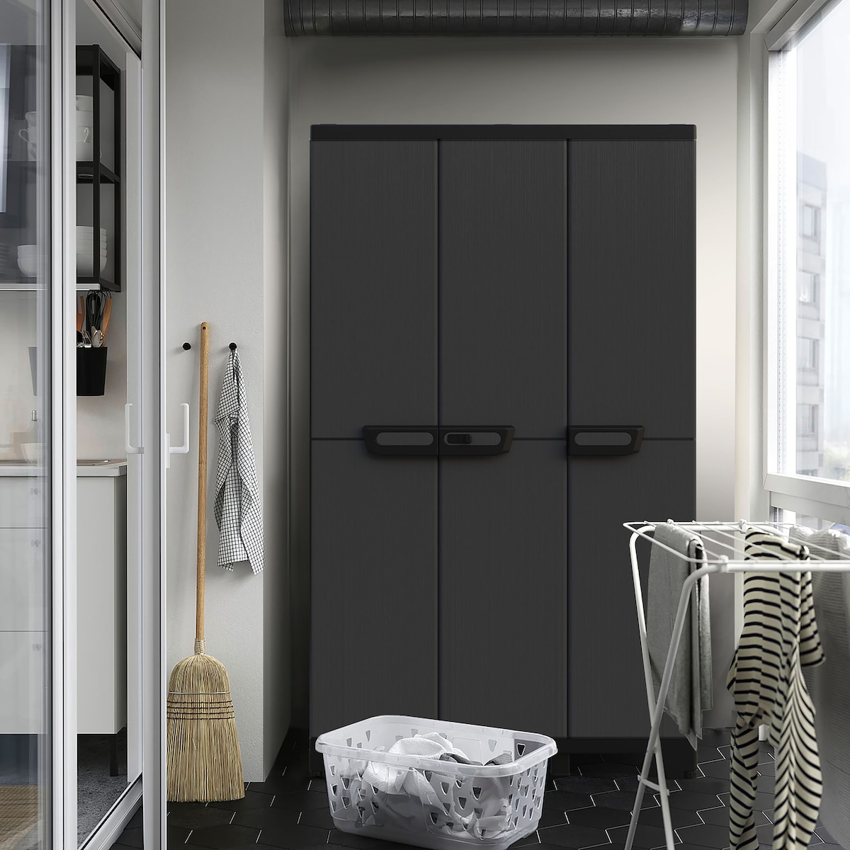 Armário Alto de Resina 3 Portas Ardesia Antracite-5