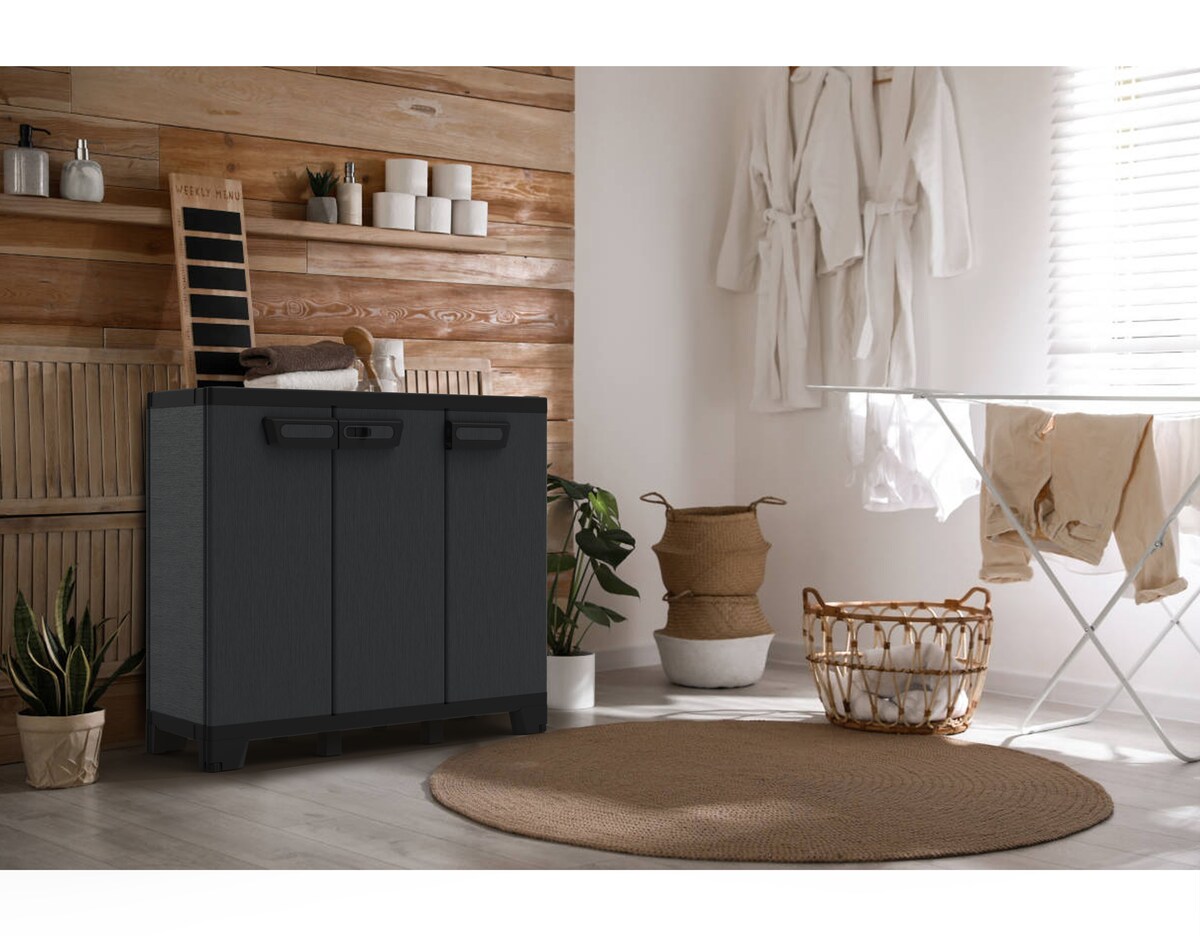 Armario bajo Resina 3 Puertas Ardesia Antracita-5