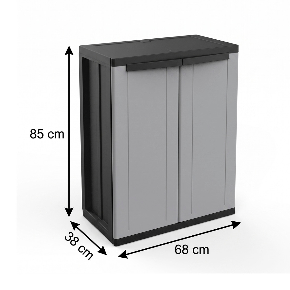Armario resina bajo J-Line 68 Gris / Negro-4