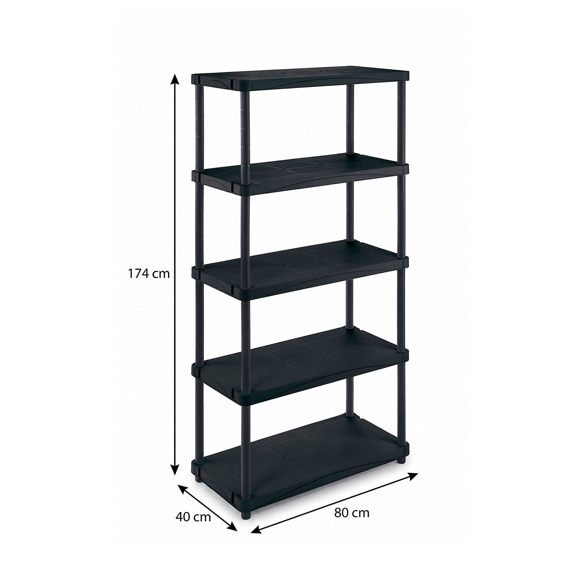 Estantería resina Modular 5 baldas 80 cm Negro-3