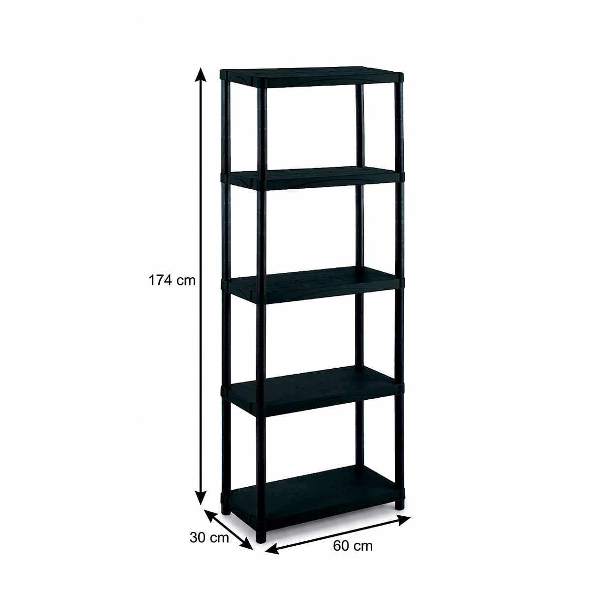 Estantería resina Modular 5 baldas 60 cm Negro-4