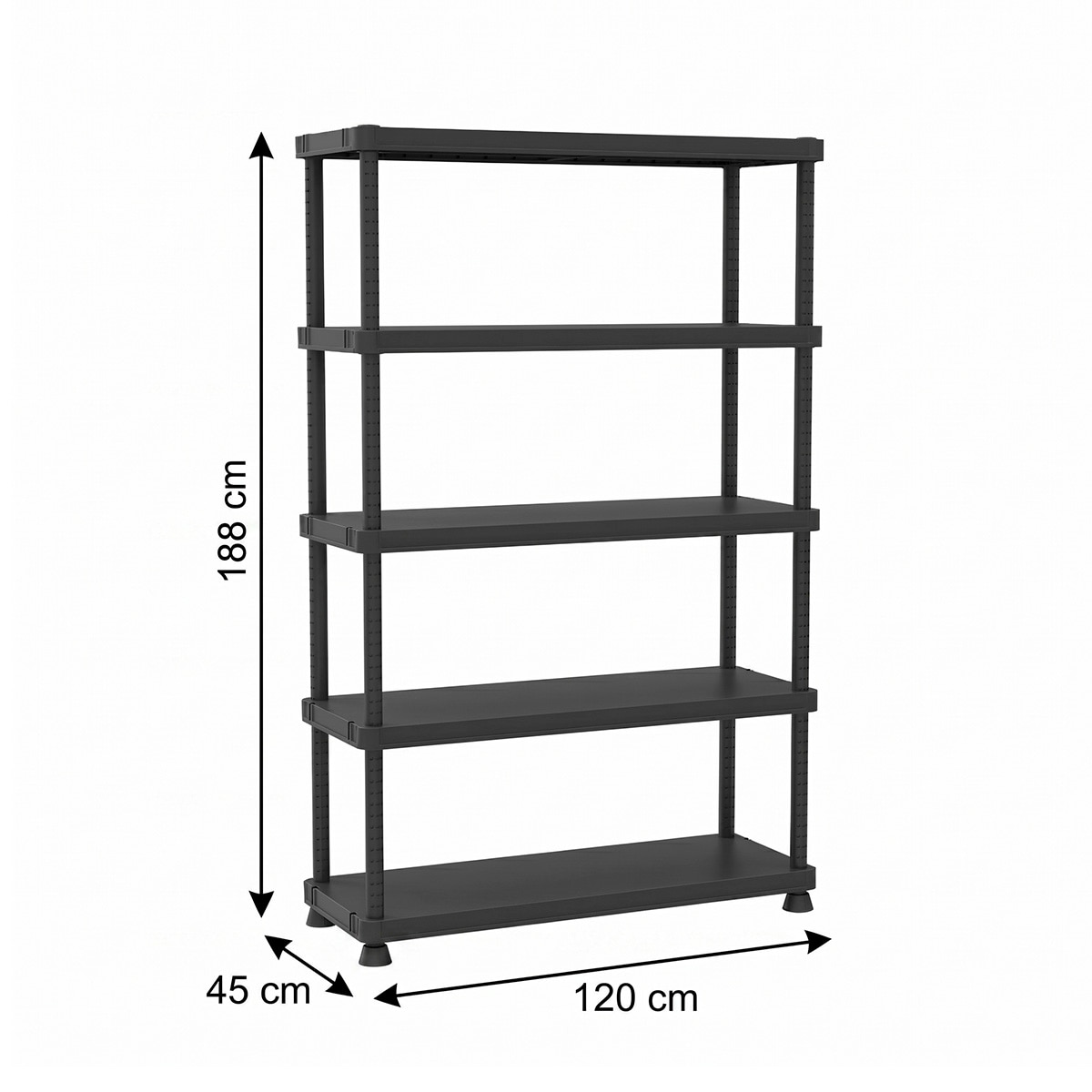 Estantería resina Modular 5 baldas 120 cm Negro-5