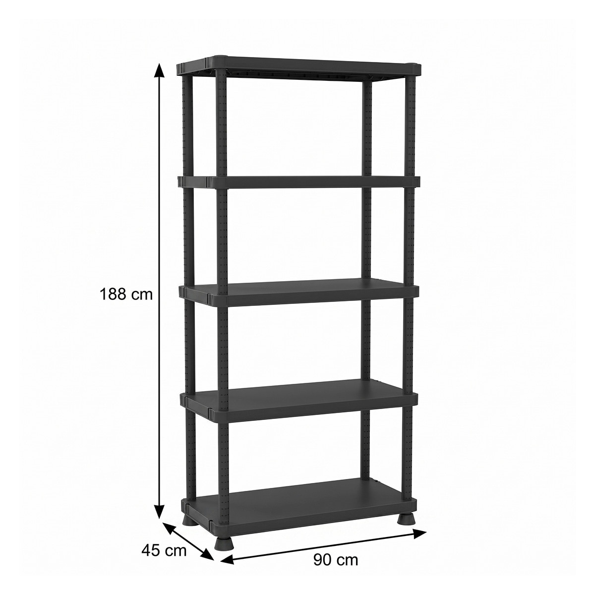 Estantería resina Modular 5 baldas 90 cm Negro-6