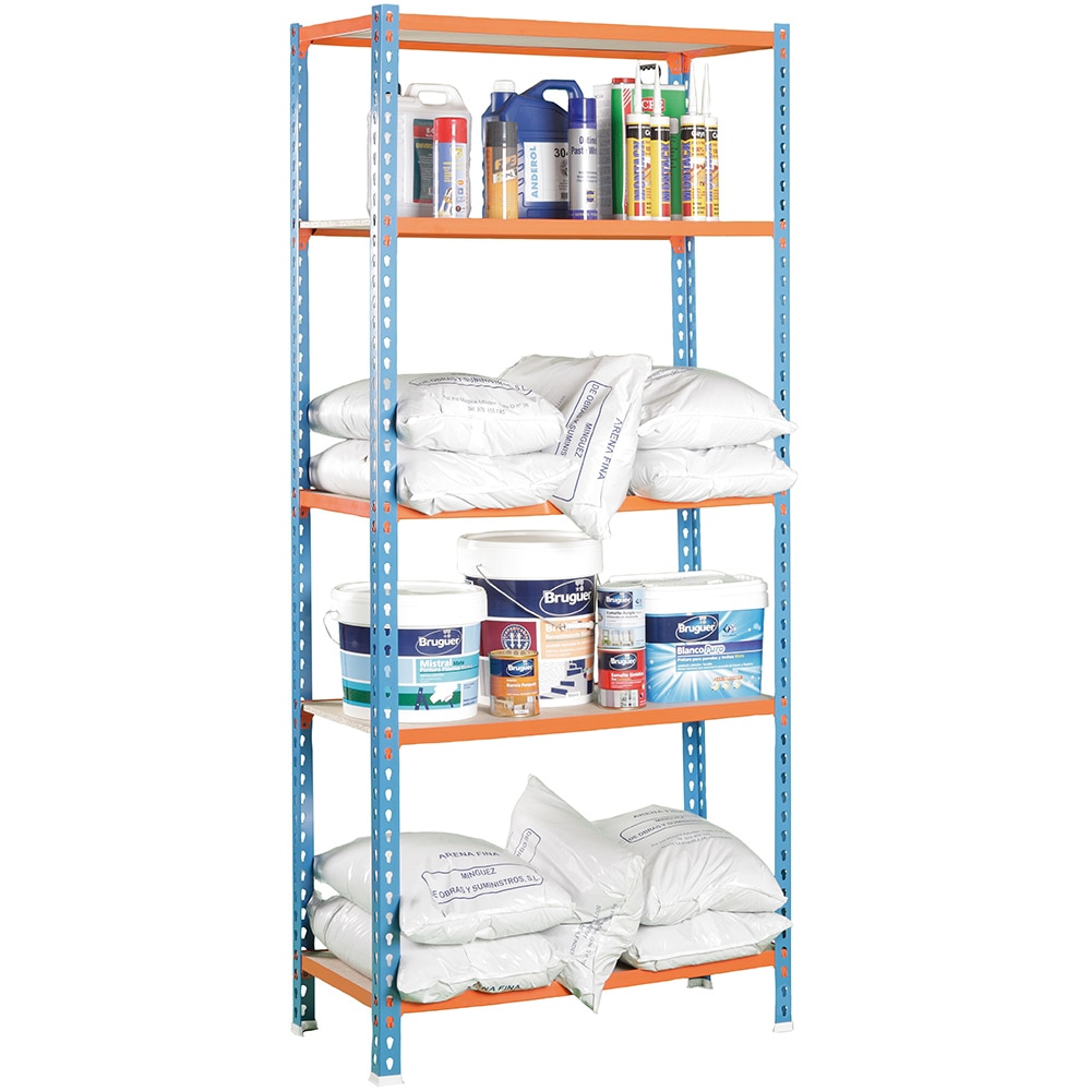 Estantería metálica Maderclick 5B - 80 X 180 X 30 cm Azul / Naranja-2