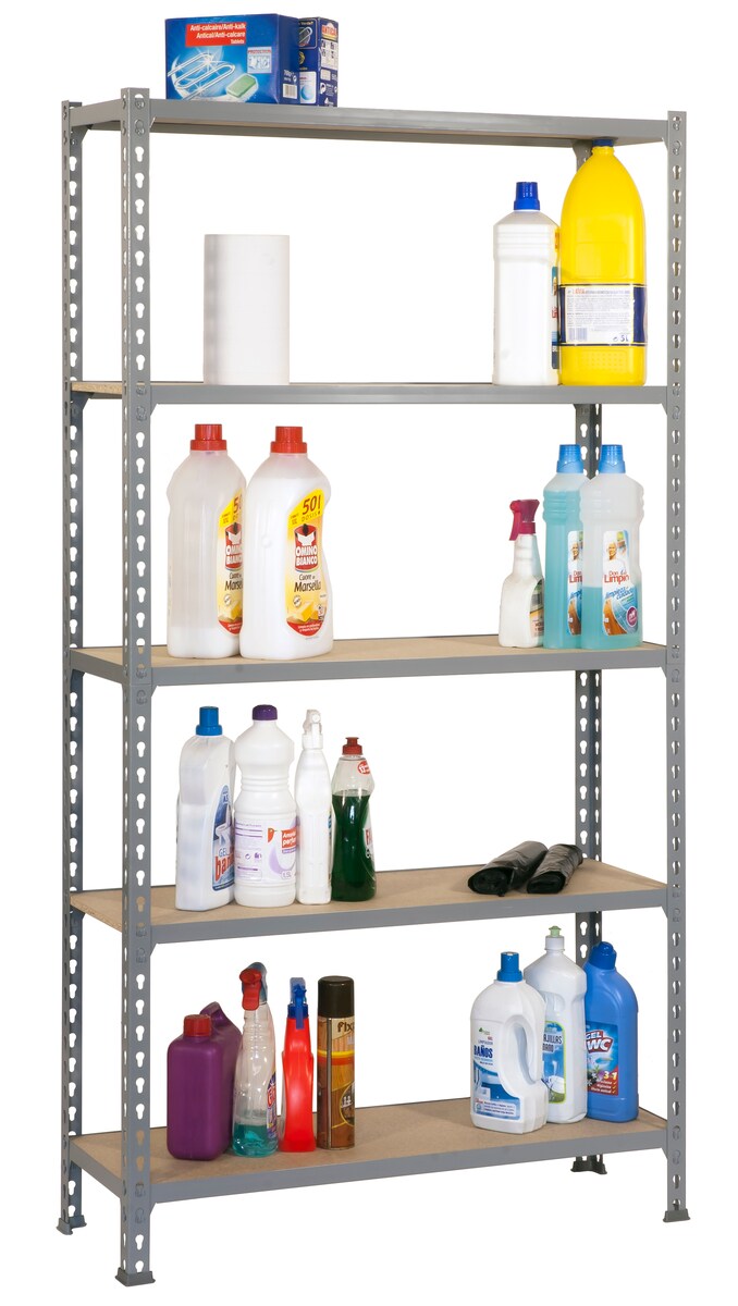 Estantería metálica  MADERCLICK 5 Estantes Gris / Madera-4