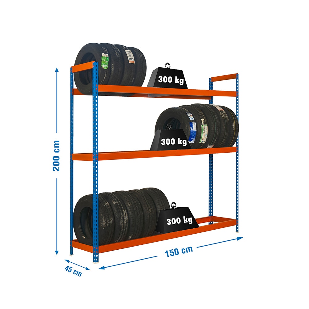 Estantería metálica Autoforte 3B - 150 x 200 x 45 cm Azul / Naranja-4