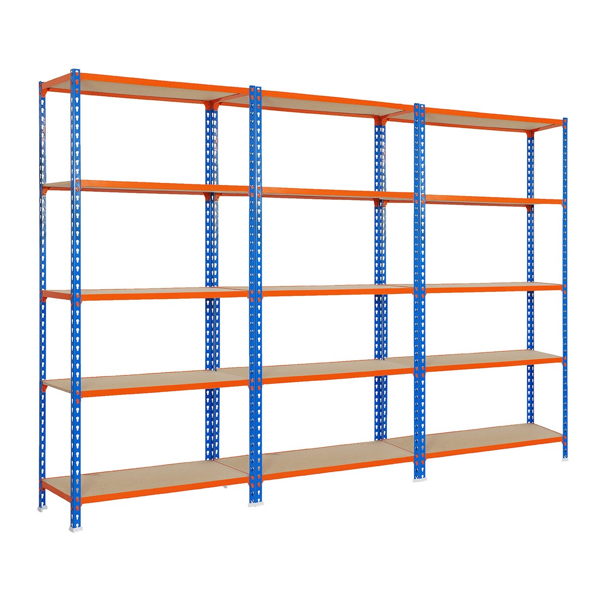 Pack 3 estanterías metálicas sin tornillos Maderclick 5/400 Azul / Naranja-3