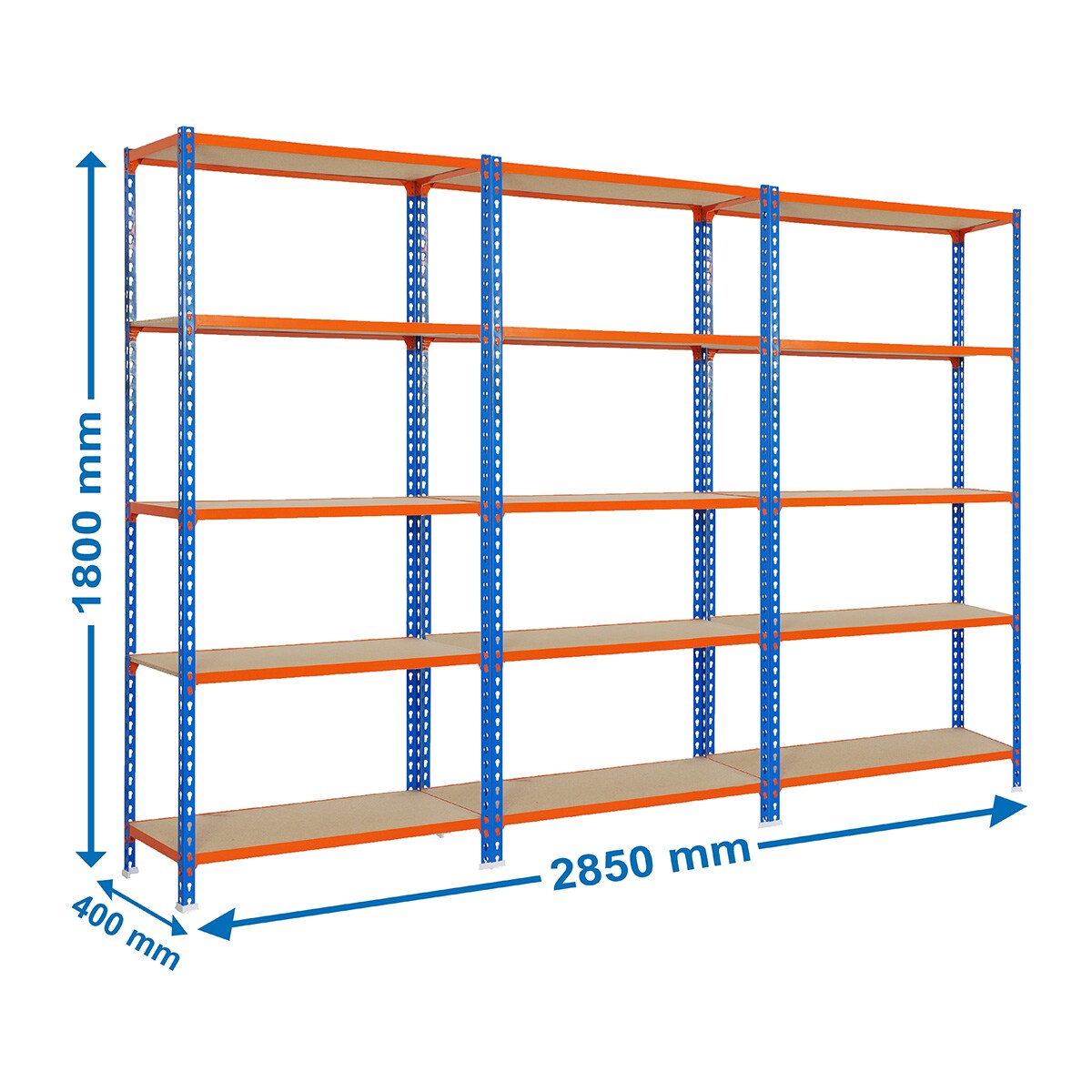 Pack 3 estanterías metálicas sin tornillos Maderclick 5/400 Azul / Naranja-4