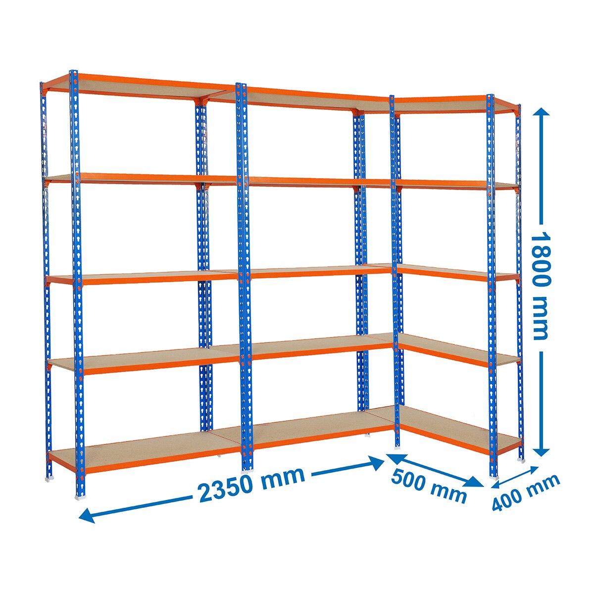 Pack 3 estanterías metálicas sin tornillos Maderclick 5/400 Azul / Naranja-6