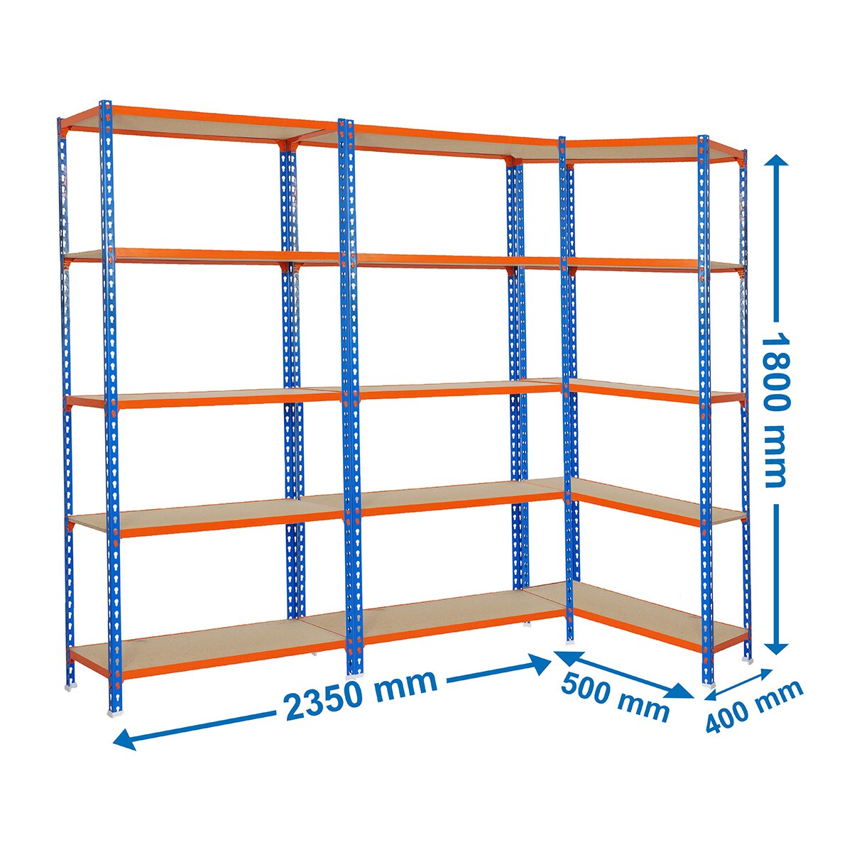 Pack 3 estanterías metálicas sin tornillos Maderclick 5/400 Azul / Naranja-6