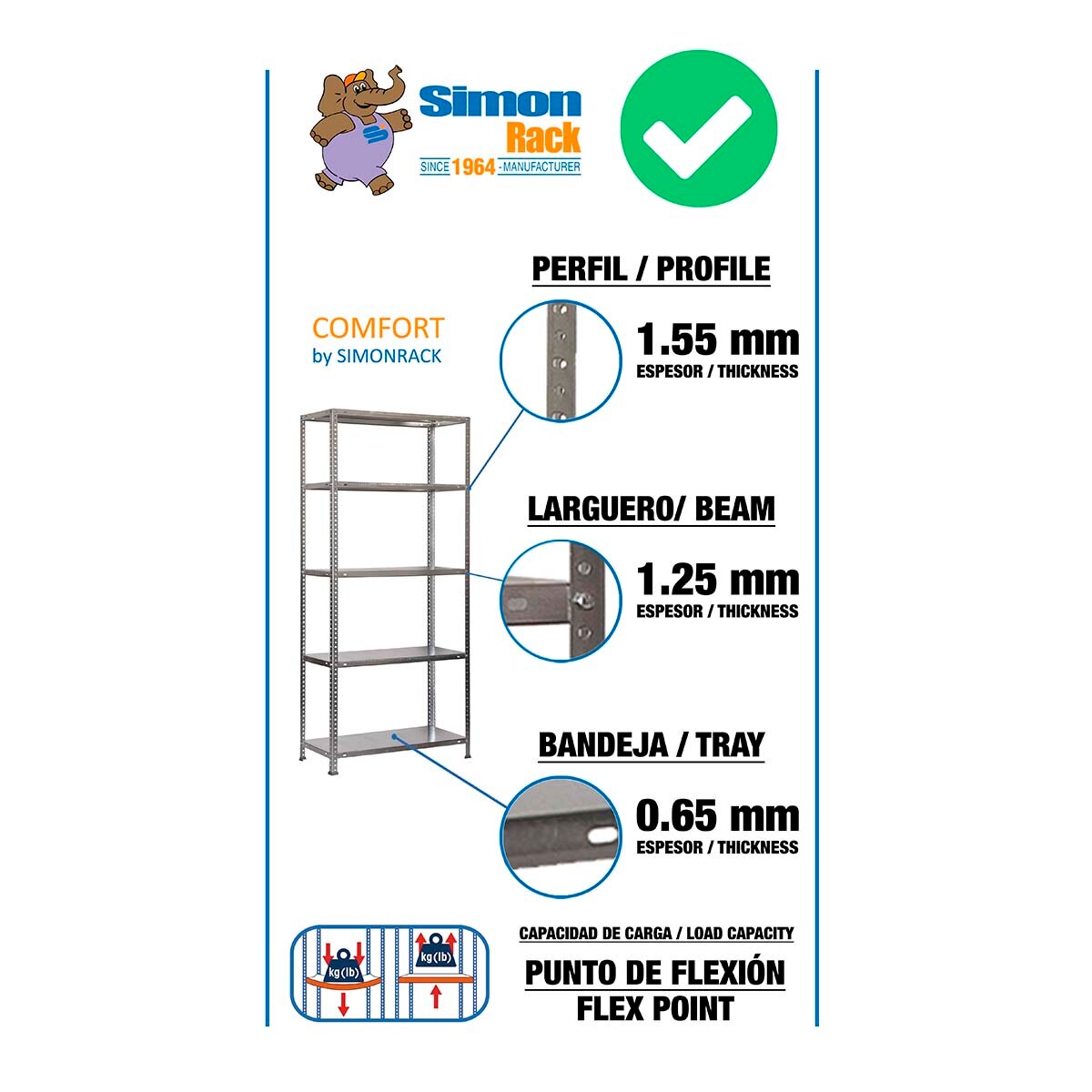 Estante Metálica Comfort 5 Prateleiras Cinzento-5