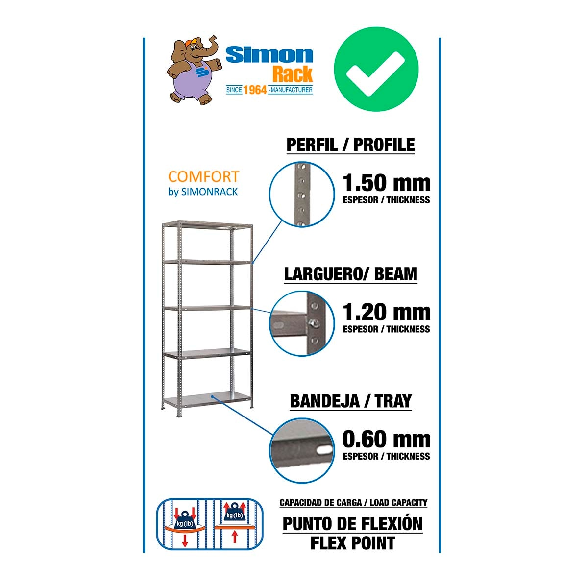 Estantería metálica  COMFORT 5 Estantes Galvanizado-5