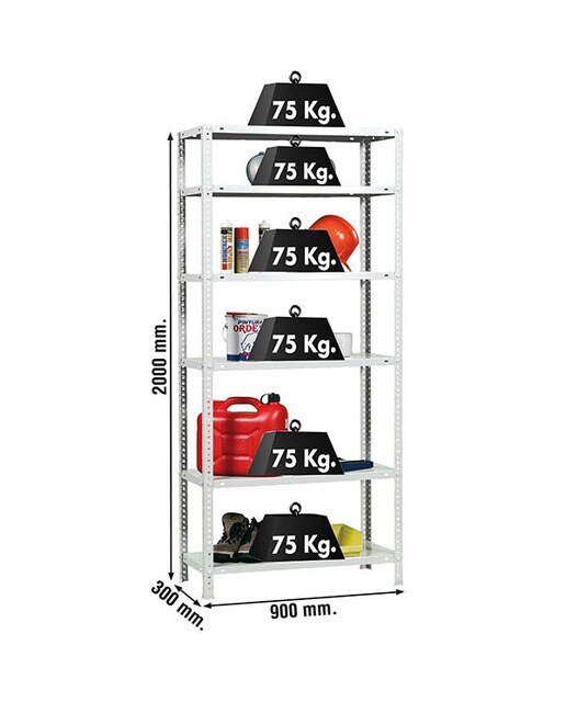Estantería metálica ADVANTAGE 6 Estantes Blanco-2