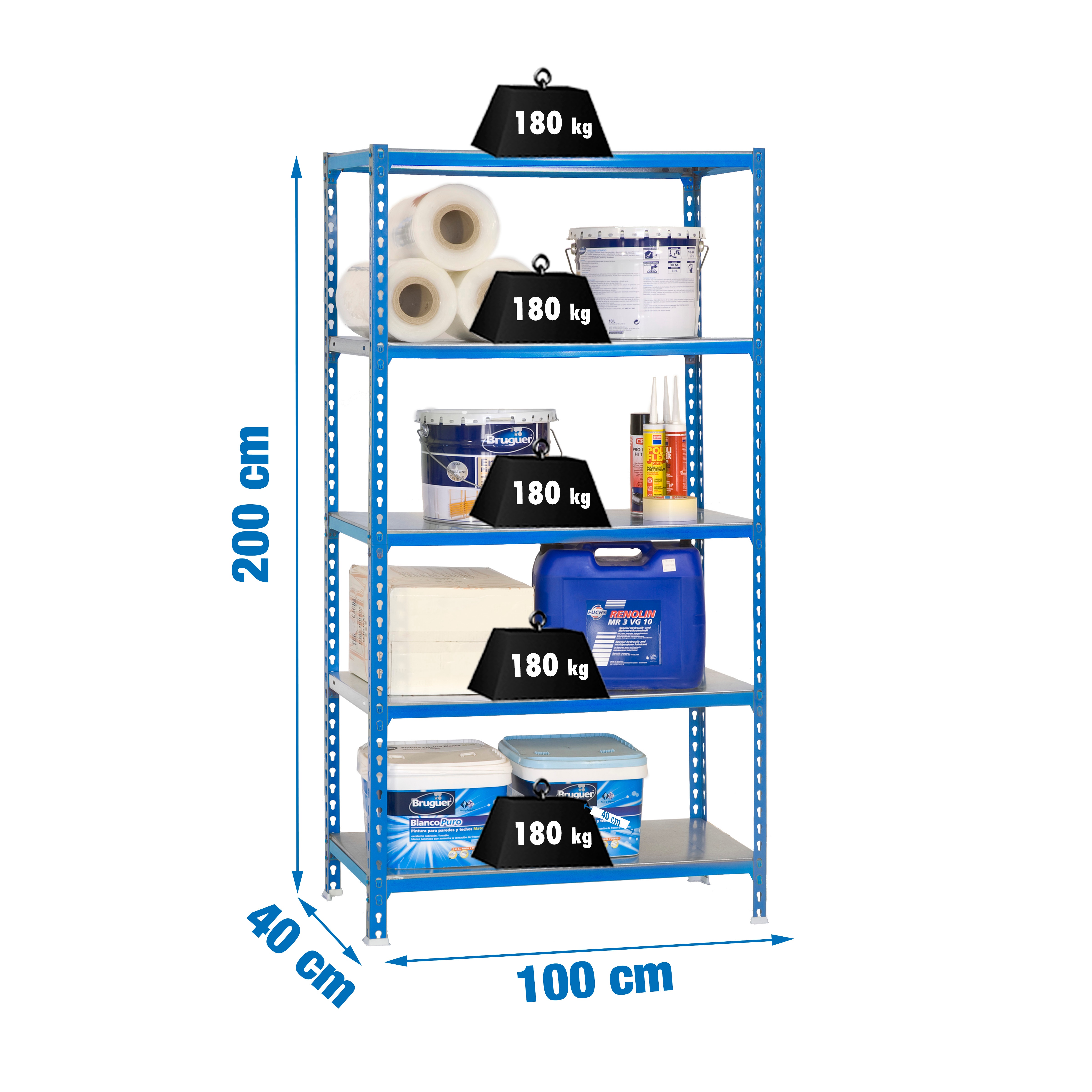 Estantería metálica  SIMONCLICK 5 Estantes Azul / Galvanizado-2