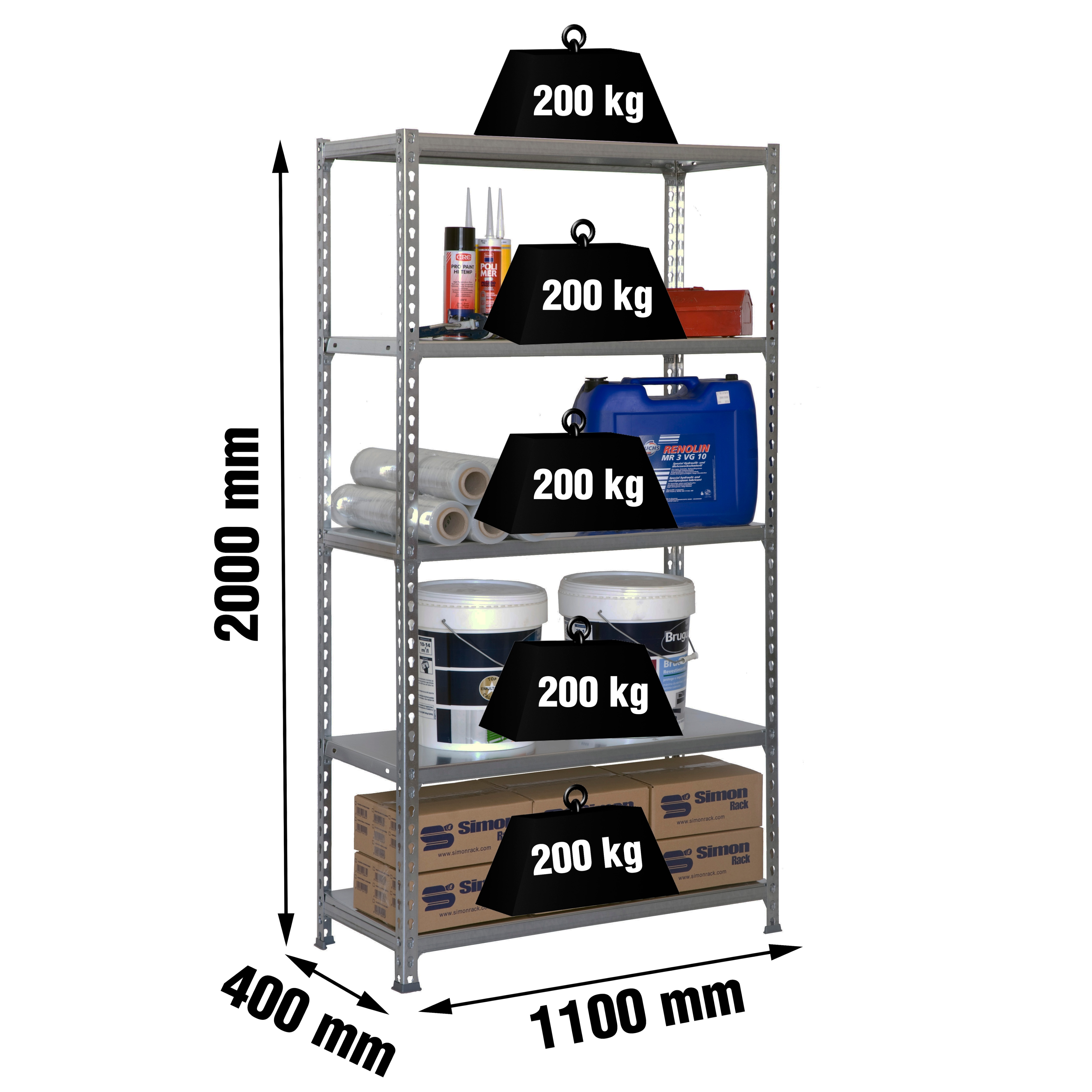 Estantería metálica  SIMONCLICK 5 Estantes Galvanizado / Galvanizado-2