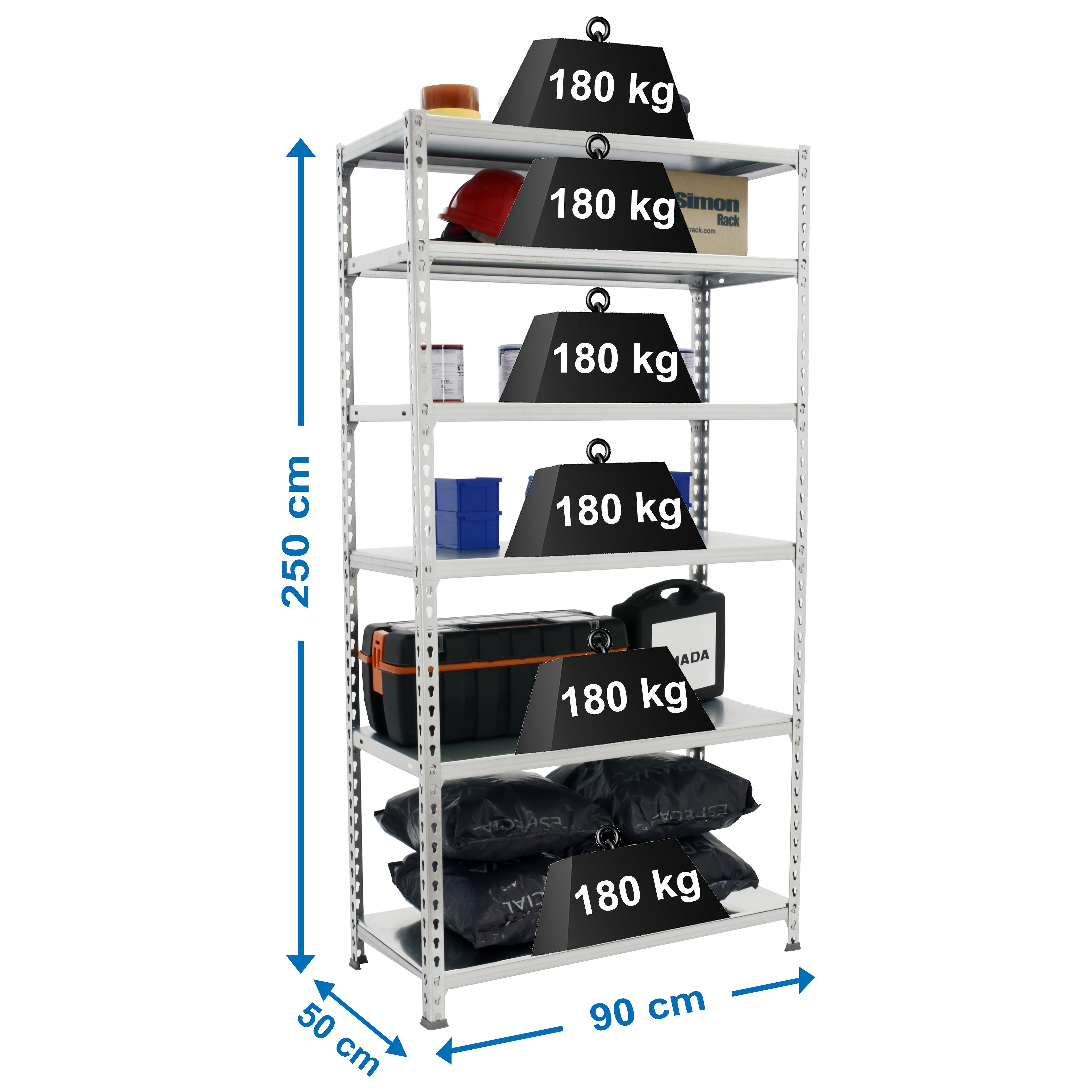Estantería metálica  SIMONCLICK 6 Estantes Galvanizado / Galvanizado-2